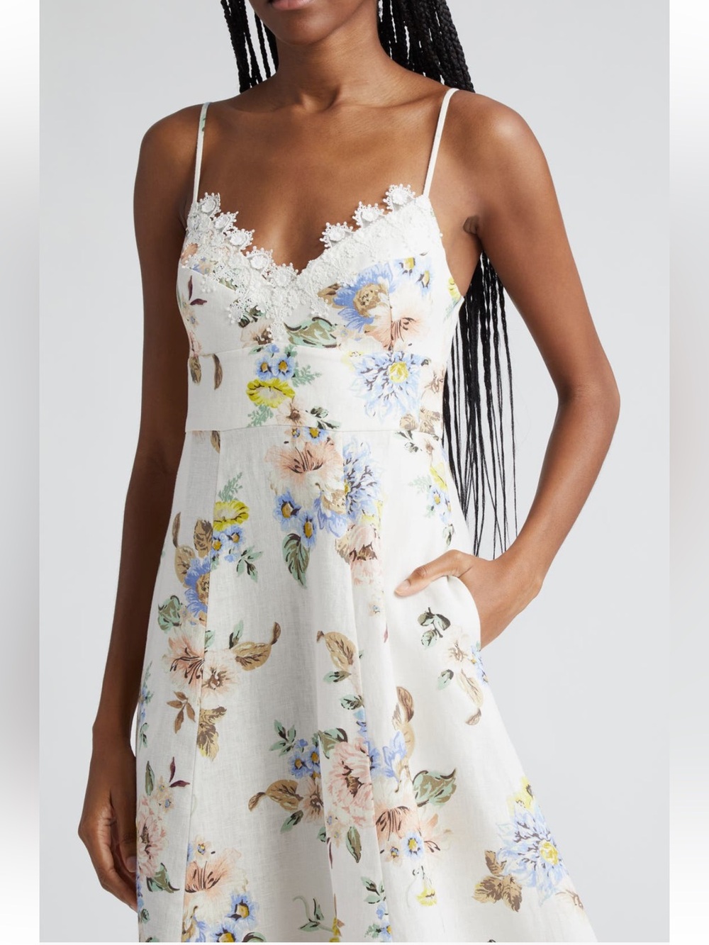 Zimmermann Lace Trim Floral Print Linen Sundress - Picture 4 of 10